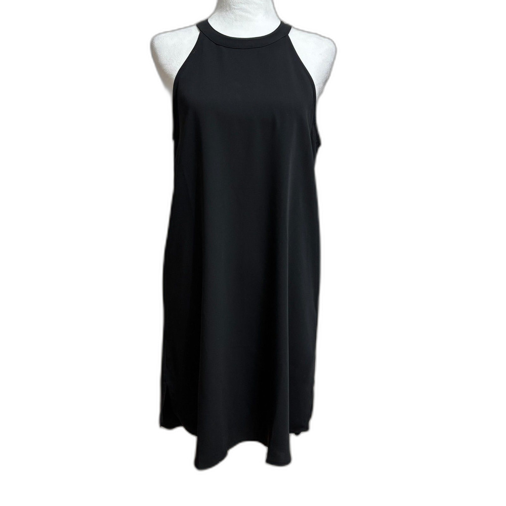 Adrienne Vittadini Halter Shift Dress Womens S Black LBD Classic Elegant Wedding